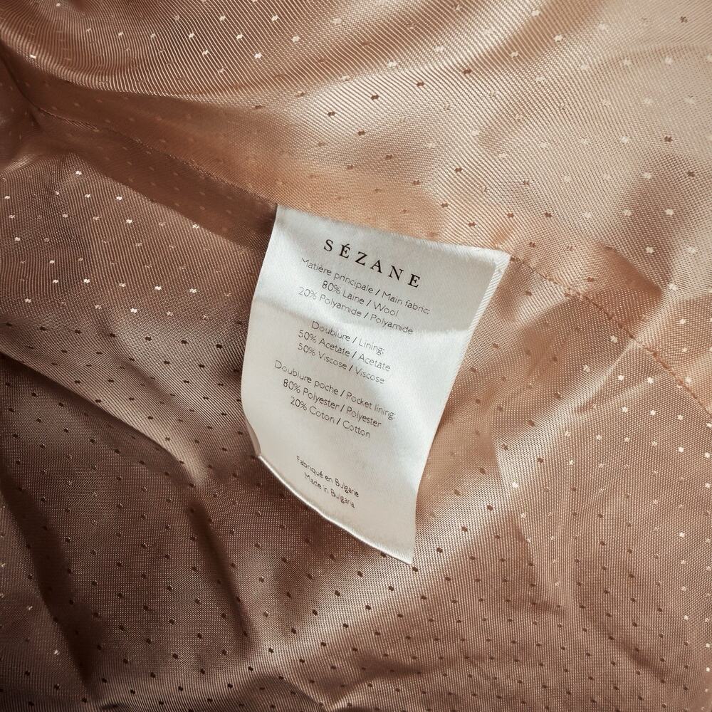 Sezane Camel Brown Wool Blend Double Breasted Mid Length Johnson Coat FR 36 / 4 - Picture 12 of 15